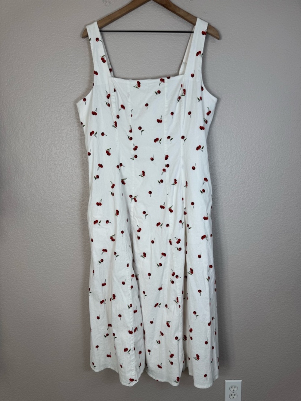 Abercrombie & Fitch Mila Stretch Midi Dress in Cherry Print ๐ size XXLP $110 - Picture 9 of 16
